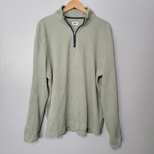 Joseph Abboud Modern Fit 1/4 Zip Thermal Henley Pullover Shirt Green Sz L Preppy